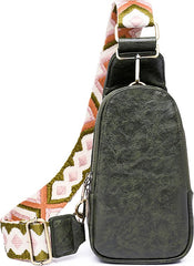 YONO Crossbody Tas Azteca Design - Sling Bag - Schoudertas - Anti Diefstal Rugzak - Dames - Donkergroen