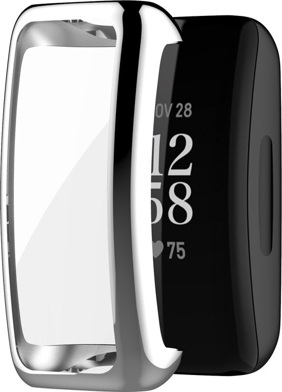 YONO Bumper geschikt voor Fitbit Inspire 3 – Siliconen Case – Screenprotector Hoesje – Zilver