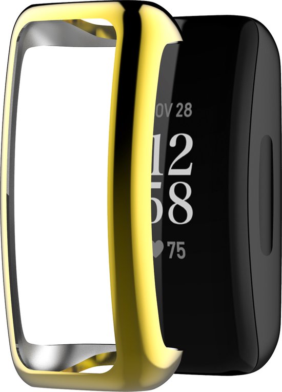 YONO Bumper geschikt voor Fitbit Inspire 3 – Siliconen Case – Screenprotector Hoesje – Goud