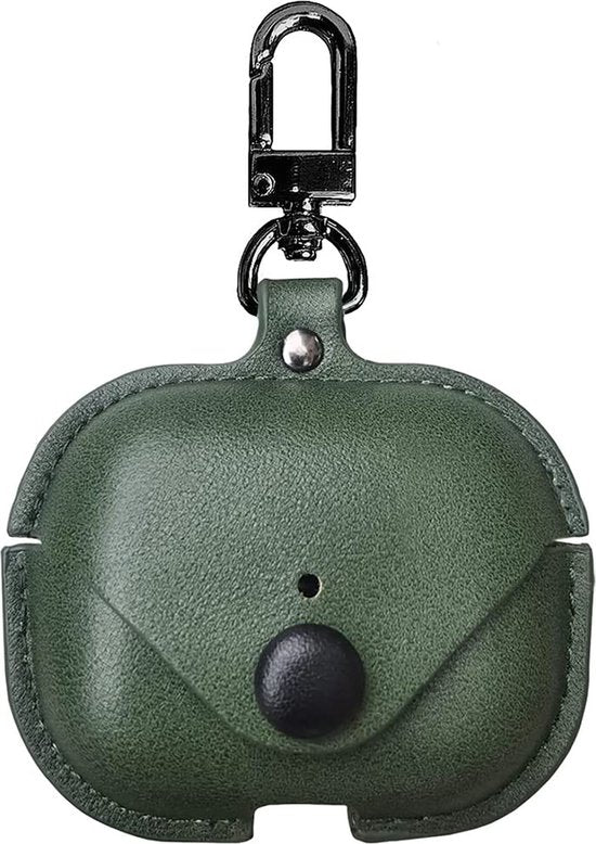 YONO Hoesje geschikt voor Airpods Pro 1 / 2 - Leer met Clip - Donkergroen