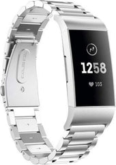 YONO Bandje geschikt voor Fitbit Charge 4 – Charge 3 – Schakel RVS – Zilver