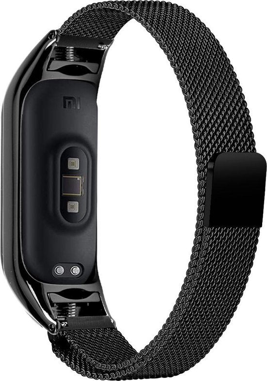 YONO Milanees Bandje geschikt voor Xiaomi Mi Band 4 – Zwart