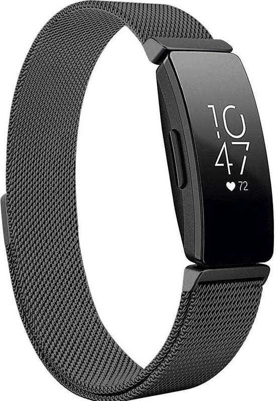YONO Bandje geschikt voor Fitbit Inspire/HR/2 - Milanees - Zwart – Small