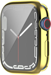 YONO Full Cover Bumper geschikt voor Apple Watch Series 7 / 8 / 9 (45 mm) - Screen Protector Hoesje iWatch - Goud