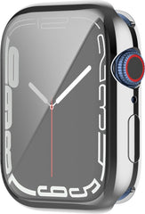 YONO Full Cover Bumper geschikt voor Apple Watch Series 7 / 8 / 9 (45 mm) - Screen Protector Hoesje iWatch - Zilver