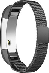 YONO Milanees Bandje Zwart geschikt voor Fitbit Alta HR - Vervangende RVS Armband met Magneetsluiting – Large