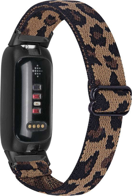YONO Nylon Stretch Bandje geschikt voor Fitbit Inspire 3 - Leopard