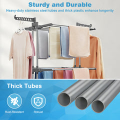 YONO Wasrek XL Staand en Inklapbaar op Wieltjes - Grijs