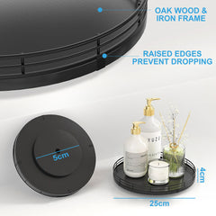 YONO Draaiplateau Hout Lazy Susan - 25cm - Hout - Zwart