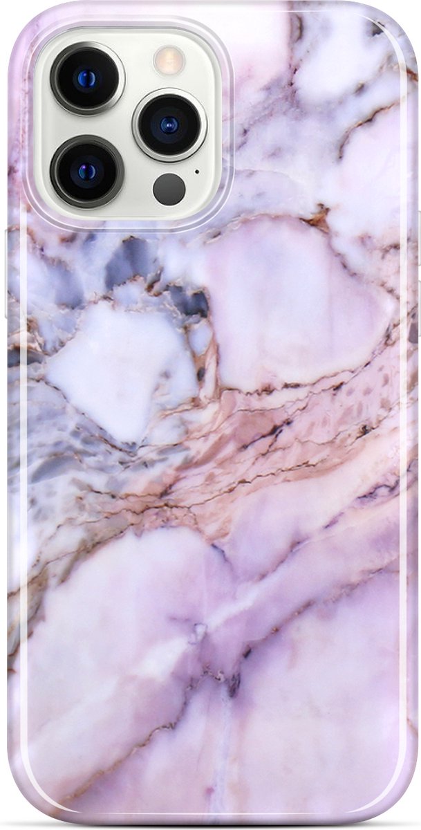 YONO Hoesje geschikt voor iPhone 13 Pro - Shock Proof Case - Marmer Lichtpaars