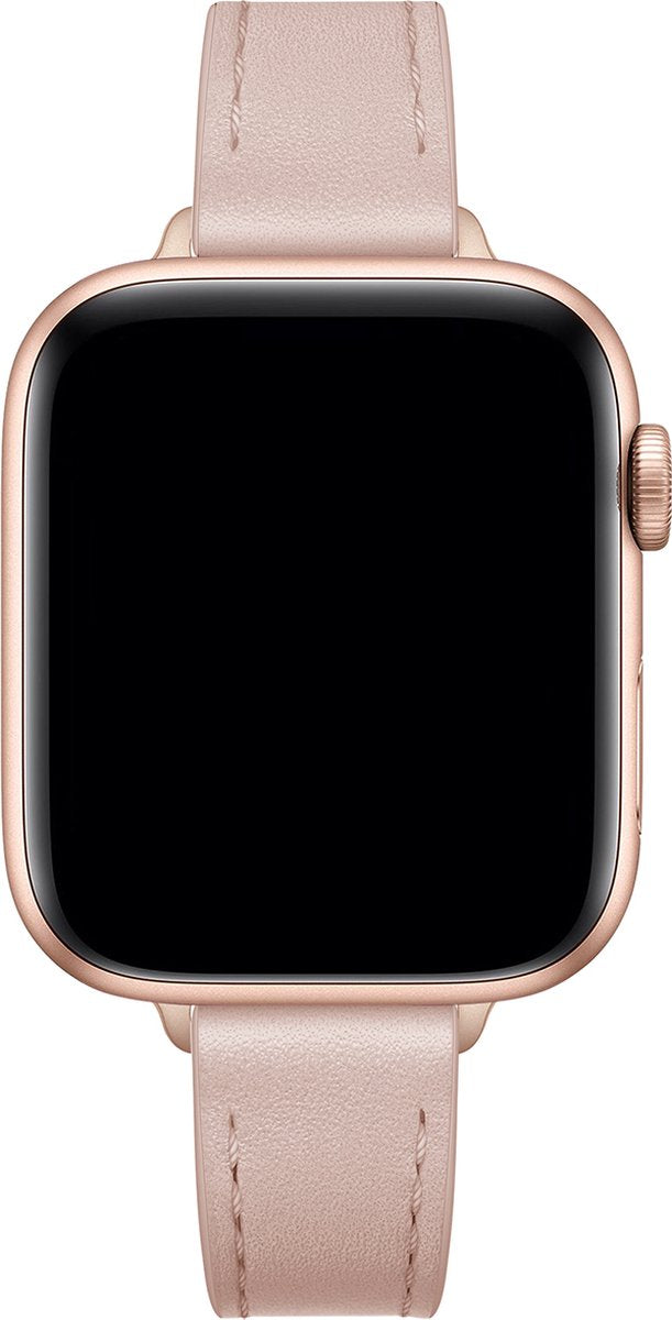 YONO Leer Stretto Bandje geschikt voor Apple Watch Series - 7 / 8 (41mm) - SE 6 5 4 (40mm) - 3 2 1 (38mm) - Lichtroze