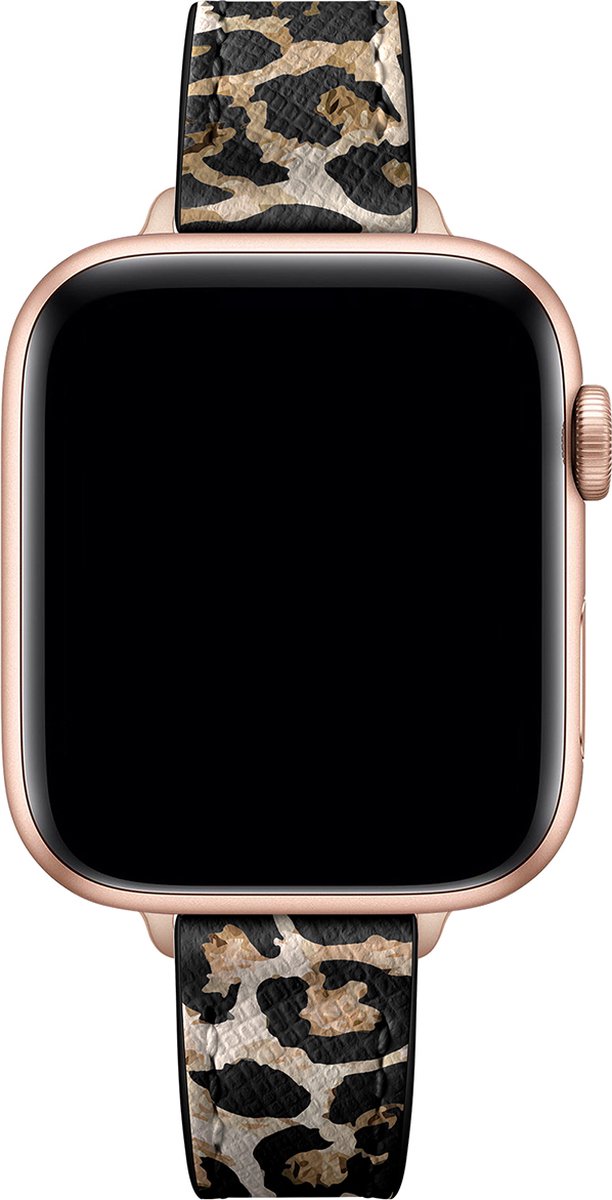 YONO Leer Stretto Bandje geschikt voor Apple Watch Series - Ultra (49mm) - 7 / 8 (45mm) - SE 6 5 4 (44mm) - 3 2 1 (42mm) - Leopard
