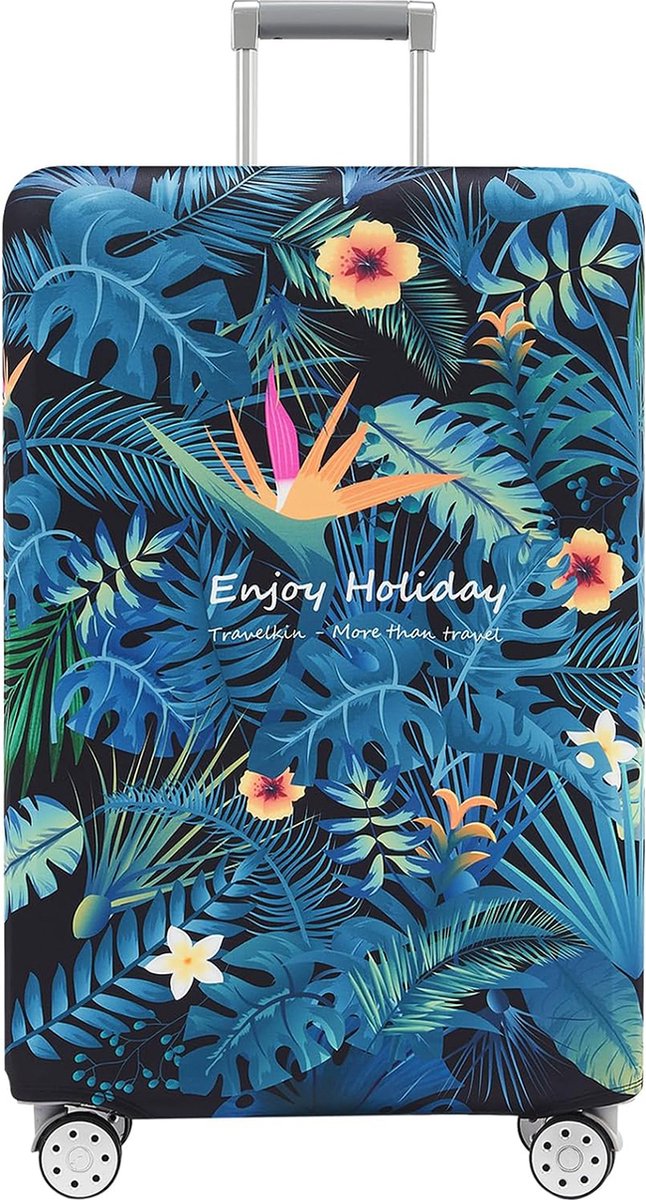 YONO Kofferhoes Elastisch - Wasbare Koffer Beschermhoes - M - Tropical Blue