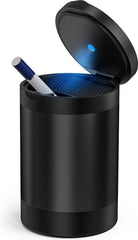 YONO Auto Asbak met LED Verlichting - Asbak met Deksel geschikt voor Bekerhouder - Zwart