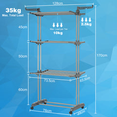 YONO Wasrek XL Staand en Inklapbaar op Wieltjes - Grijs