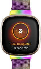 YONO Bandje geschikt voor Fitbit Versa 3 / Sense – Milanees – Regenboog – Small