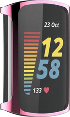 YONO Full Cover Bumper geschikt voor Fitbit Charge 5 / 6 - Siliconen Case Screen Protector Hoesje - Roze