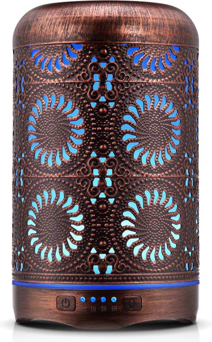 YONO Aroma Diffuser met LED Verlichting - Verstuiver voor Etherische Olie - Geurverspreider - Vernevelaar - Brons Metaal - 250ML