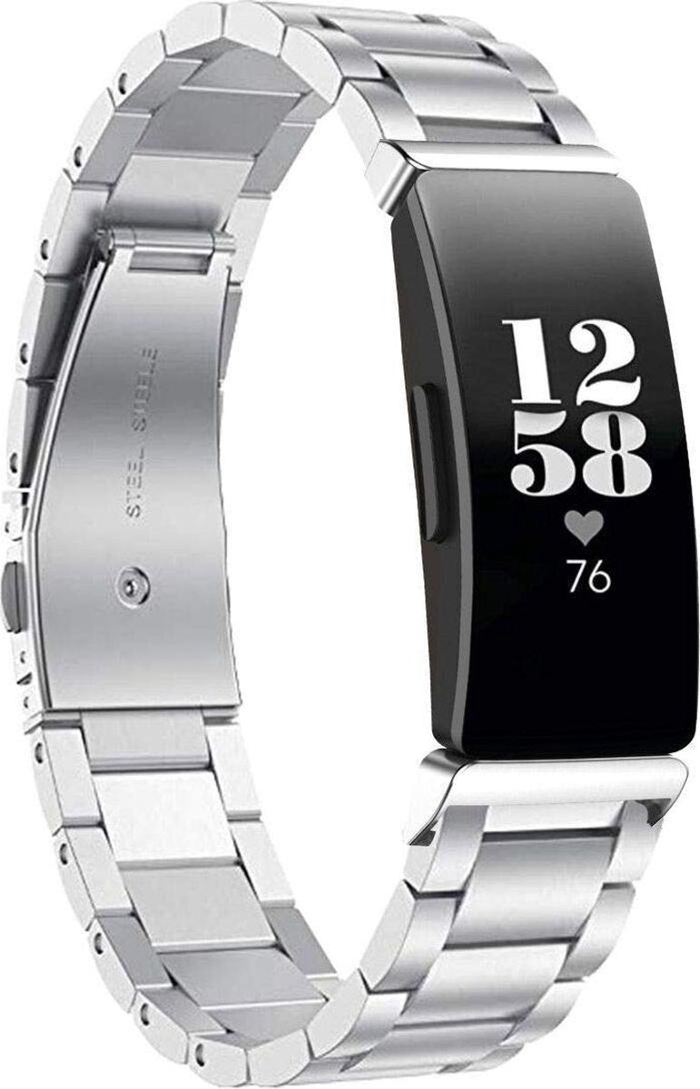 YONO Bandje geschikt voor Fitbit Inspire/HR/2 - RVS Schakel band – Zilver