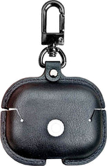 YONO Hoesje geschikt voor Airpods Pro 1 / 2 - Leer met Clip - Zwart