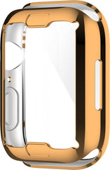 YONO Full Cover Bumper geschikt voor Apple Watch Series 7 / 8 / 9 (45 mm) - Screen Protector Hoesje iWatch - Rose Goud