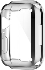 YONO Full Cover Bumper geschikt voor Apple Watch Series 7 / 8 / 9 (41 mm) - Screen Protector Hoesje iWatch - Zilver