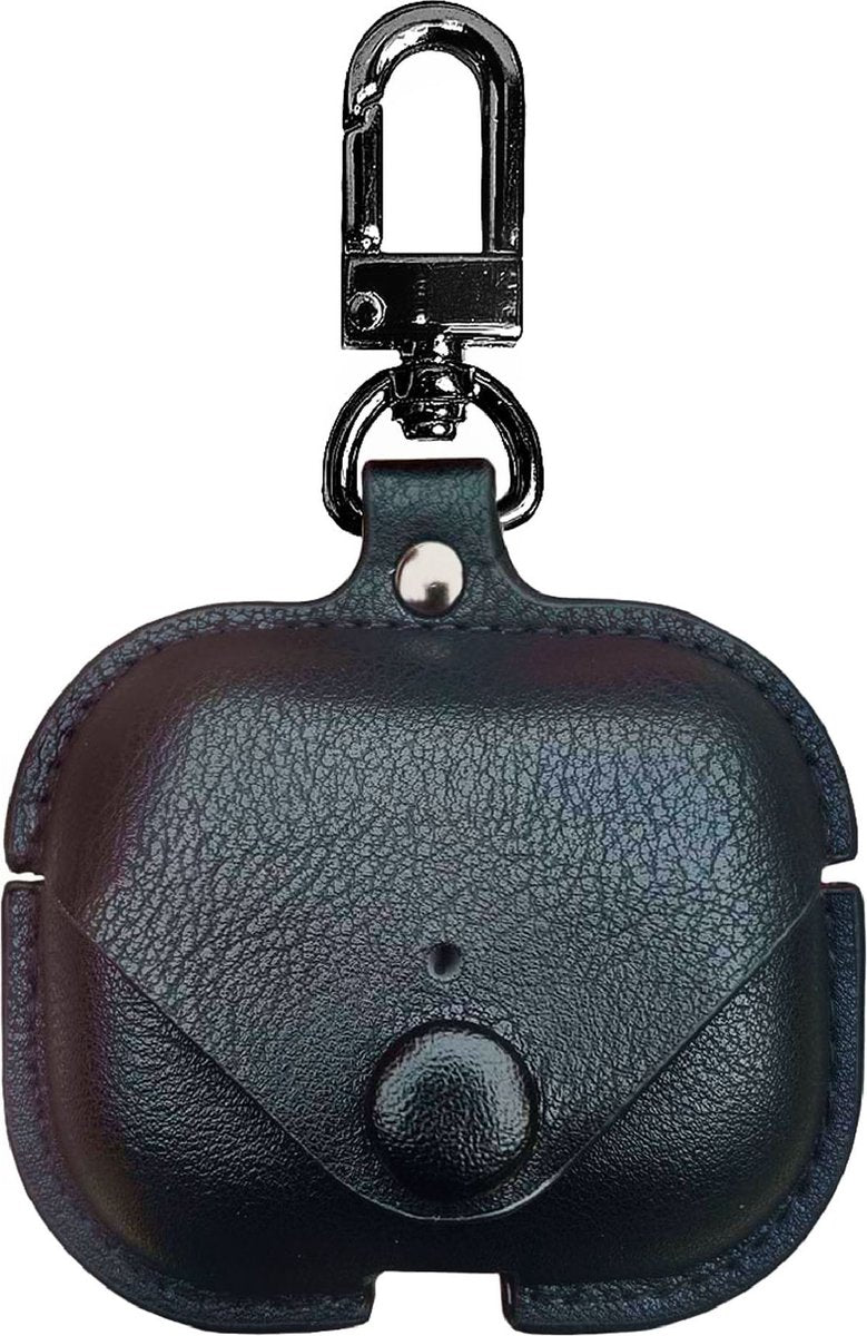 YONO Hoesje geschikt voor Airpods Pro 1 / 2 - Leer met Clip - Zwart