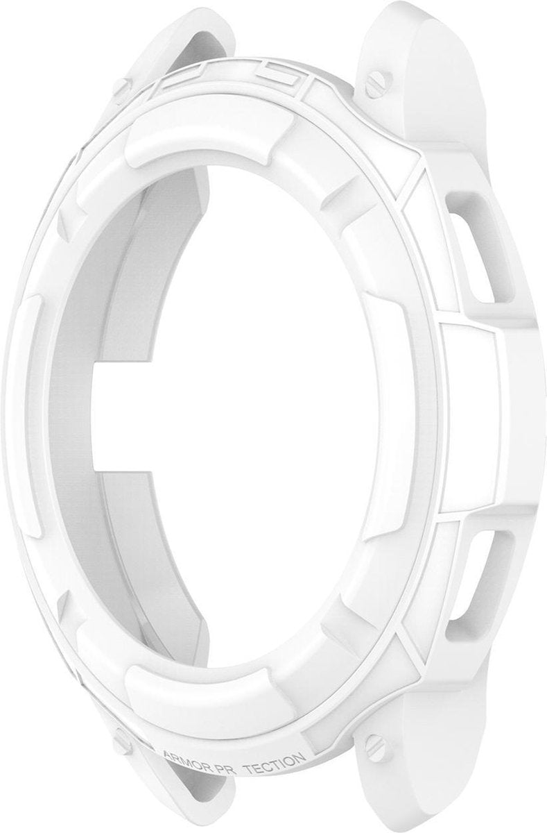 YONO Armor Bumper geschikt voor Samsung Galaxy Watch 4 46mm - Siliconen Case Hoesje met Ringbeschermer - Wit