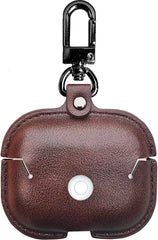 YONO Hoesje geschikt voor Airpods Pro 1 / 2 - Leer met Clip - Donkerbruin