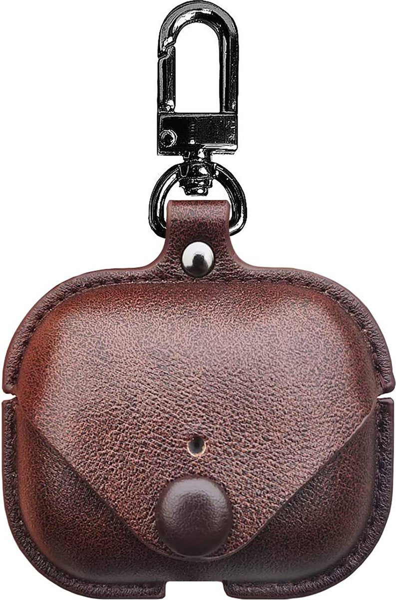 YONO Hoesje geschikt voor Airpods Pro 1 / 2 - Leer met Clip - Donkerbruin