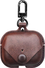 YONO Hoesje geschikt voor Airpods Pro 1 / 2 - Leer met Clip - Donkerbruin