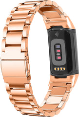 YONO Schakel Bandje geschikt voor Fitbit Charge 5 / 6 - Vervangende RVS Armband - Rose Goud