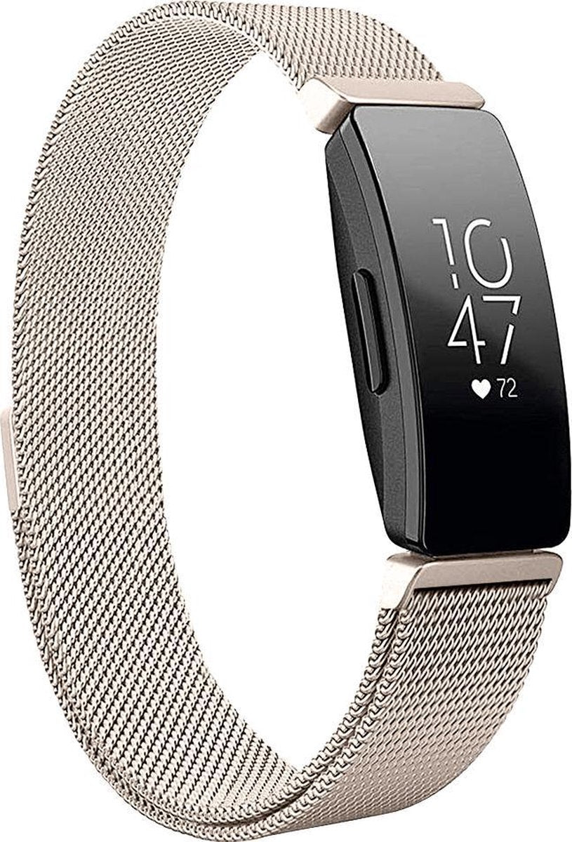 YONO Bandje geschikt voor Fitbit Inspire - HR - 2 - Milanees - Champagne – Large