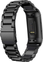 YONO Bandje geschikt voor Fitbit Charge 4 – Charge 3 – Schakel RVS – Zwart