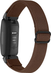 YONO Bandje geschikt voor Fitbit Inspire 2 - Nylon Stretch - Bruin
