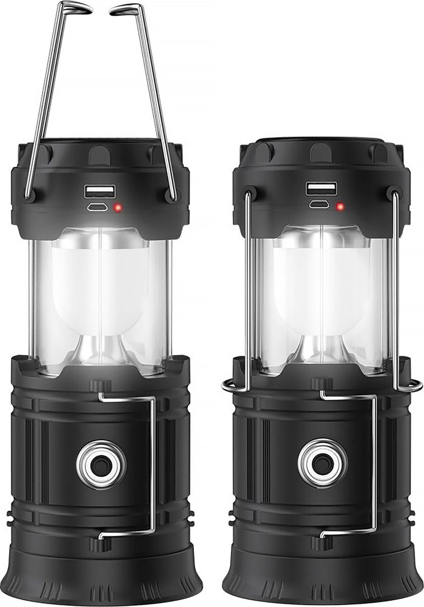 YONO LED Lantaarn Oplaadbaar - Camping Lamp - Kampeerlamp - Tentlamp - Windlicht - 2 Stuks