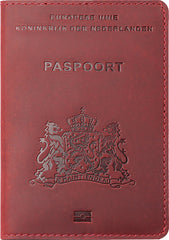 YONO Paspoort Hoesje Nederland Leer - Houder Cover Mapje - Donkerrood