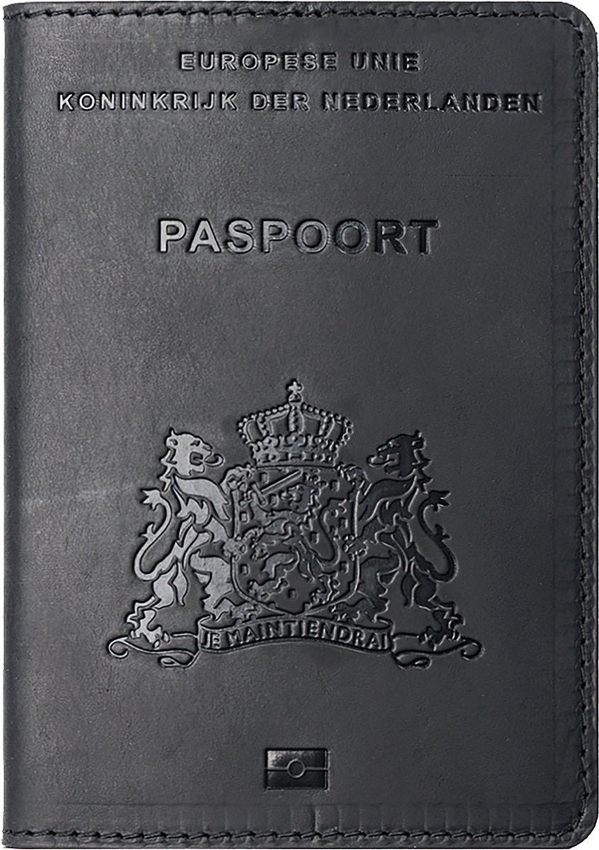 YONO Paspoort Hoesje Nederland Leer - Houder Cover Mapje - Zwart