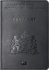 YONO Paspoort Hoesje Nederland Leer - Houder Cover Mapje - Zwart