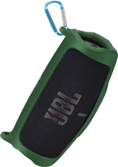 YONO Siliconen Hoes geschikt voor JBL Charge 5 – Case met Draagriem en Clip – Beschermhoes - Donkergroen