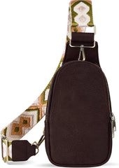 YONO Crossbody Tas Azteca Design - Sling Bag - Schoudertas - Anti Diefstal Rugzak - Dames – Donkerbruin