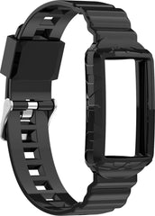 YONO Siliconen Shock Proof Bandje - Geschikt voor Fitbit Charge 6 / 5 / 4 / 3 - Zwart