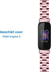 YONO Stalen Bandje geschikt voor Fitbit Inspire 3 - RVS Schakel Horlogeband - Roze