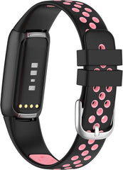 YONO Sport Air Bandje geschikt voor Fitbit Luxe - Vervangende Siliconen Armband - Zwart / Roze