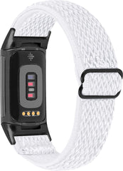 YONO Nylon Stretch Bandje geschikt voor Fitbit Charge 5 / 6 - Vervangende Pols Band - Wit