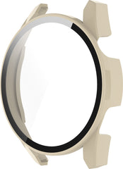 YONO Case geschikt voor Huawei Watch GT 3 - 42mm - Screen Protector Hoesje - Full Cover Bumper - Beige