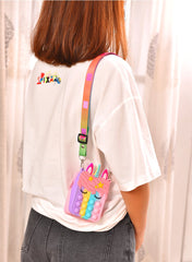 YONO Pop It Schoudertasje Unicorn – Fidget Toys Tasje Eenhoorn voor Meisjes – Handtasje – Regenboog