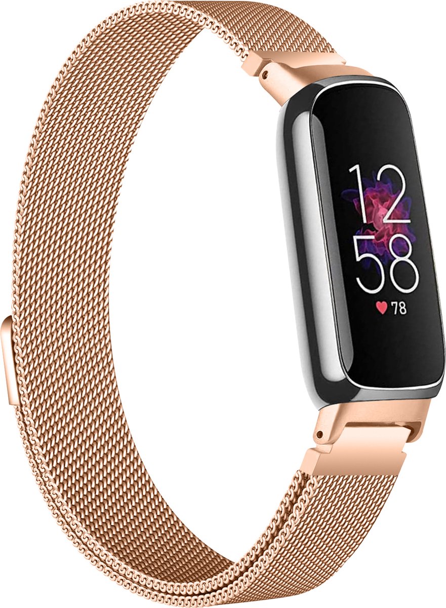 YONO Milanees Bandje geschikt voor Fitbit Inspire 3 - Stalen Milanese Band - Horlogeband / Polsband / Armband - Rose Gold