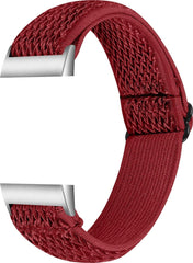 YONO Bandje geschikt voor Fitbit Charge 4 / 3 - Nylon Stretch – Rood