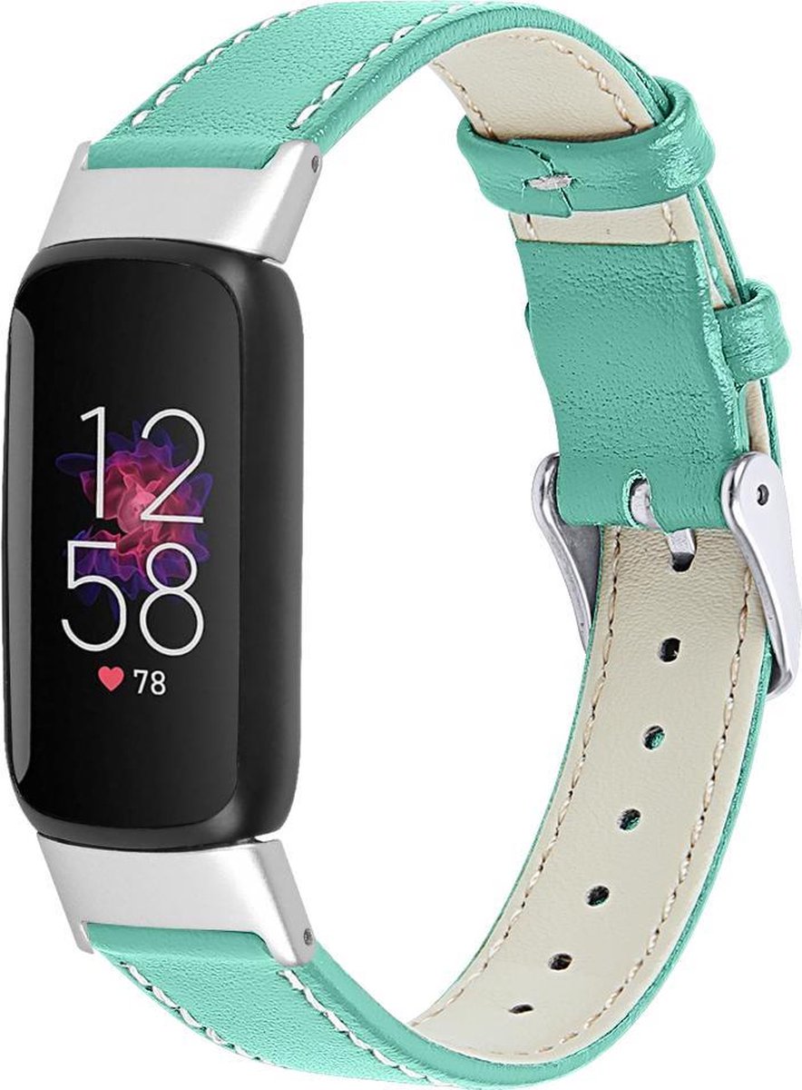 YONO Leer Bandje geschikt voor Fitbit Luxe - Vervangende Leren Armband - Turquoise
